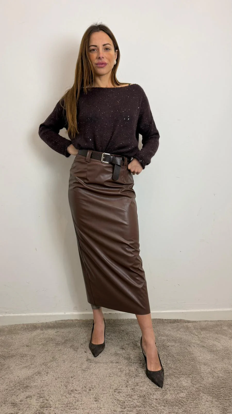 Gonna Ecopelle Spacco Dt - Haveone cod. GFW_P179 - immagine 3