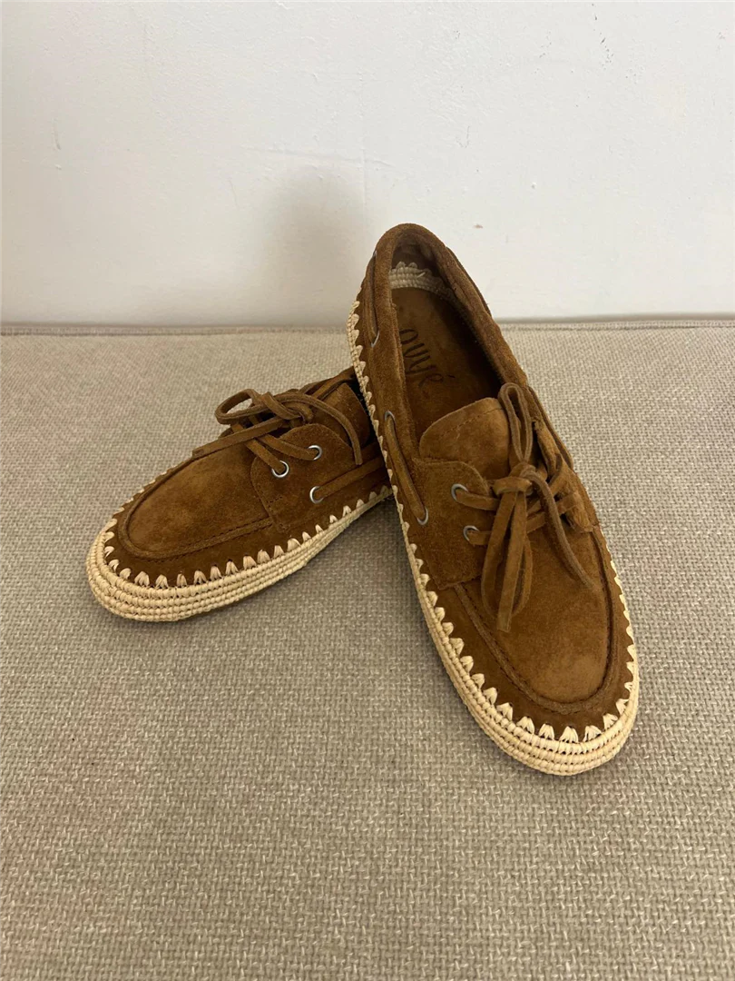 Mocassino Barca In Camoscio, Dettaglio Raffia - Ovye' cod. 26/F25604 - immagine 5