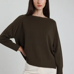 SUSY MIX - MAGLIA SCOLLO A BARCA - MORO