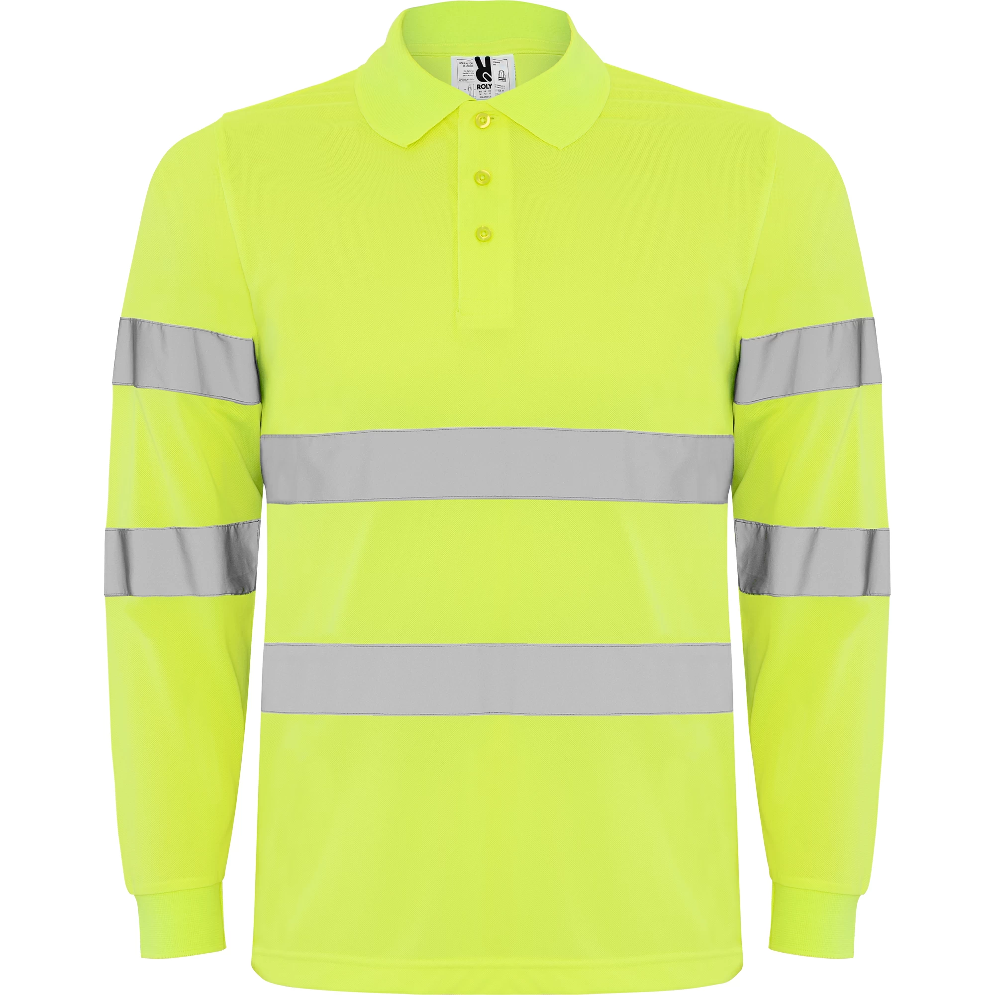 9306 Polaris L/S Roly | Polo Tecnica Alta Visibilità | Maniche Lunghe | Uomo | Certificazione Secondo gli Standard - immagine 2