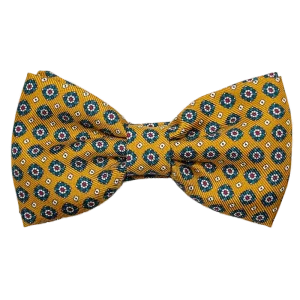 PRE-KNITTED BOWTIE ORANGE SILK WITH CLASSIC MEDALLION PATTERN