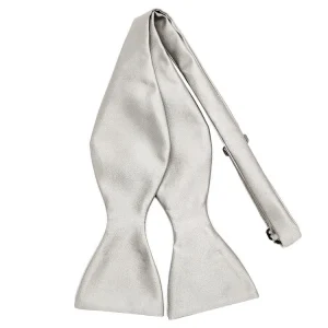 PEARL GRAY SILK BOW TIE TO SELF-TIE