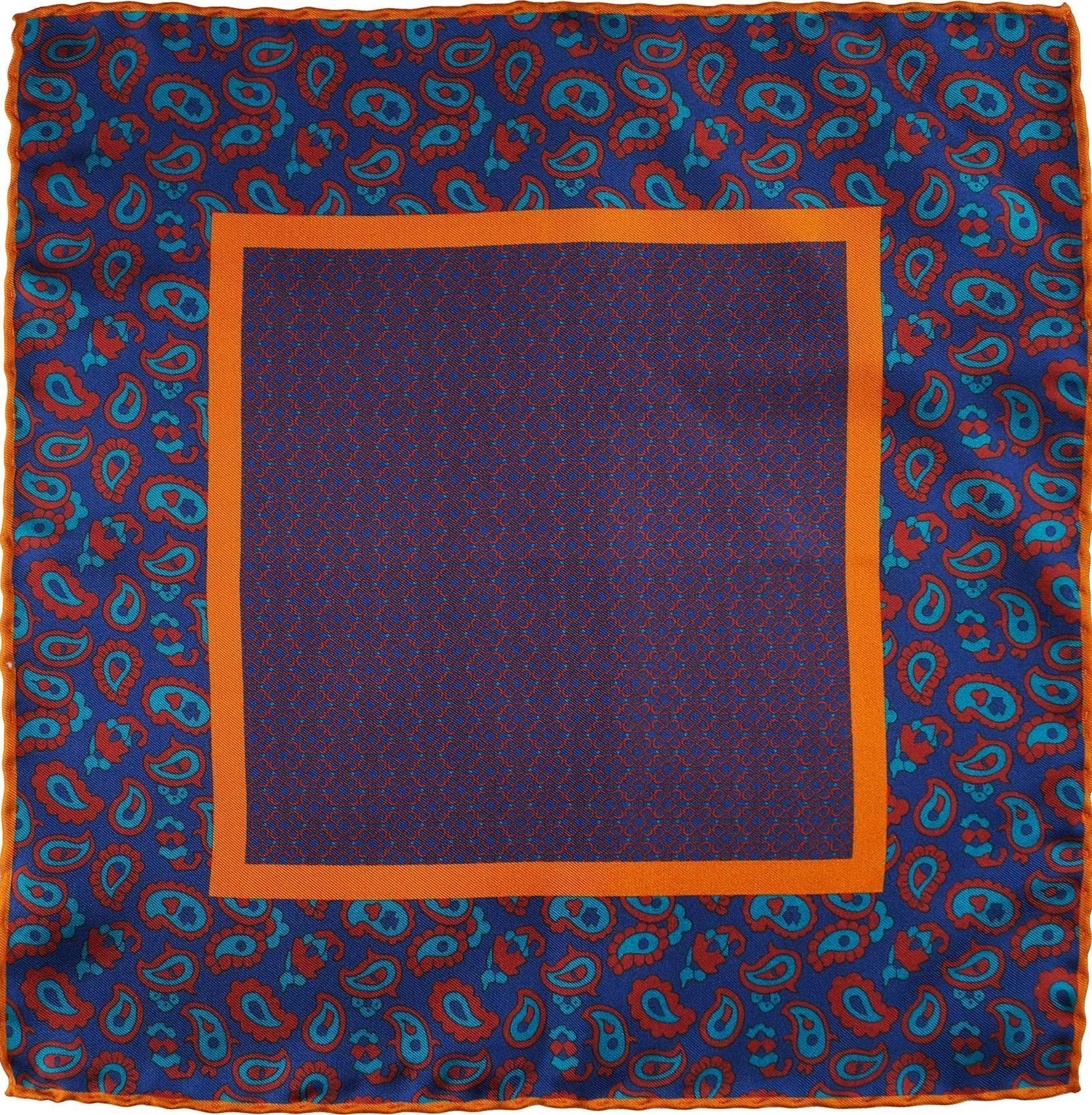 Patterned orange and purple pocket square - immagine 3