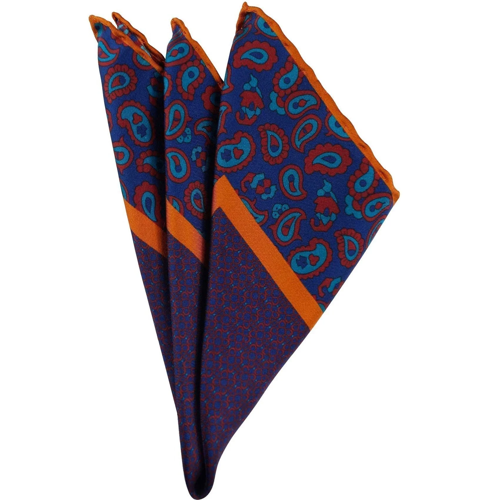 Patterned orange and purple pocket square - immagine 2