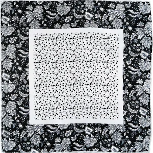 Patterned black and white pocket square