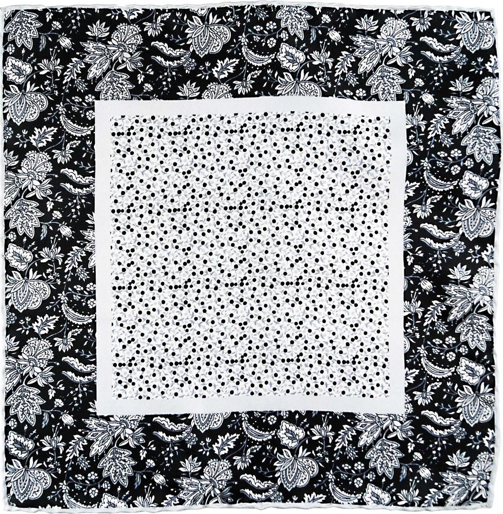 Patterned black and white pocket square - immagine 2