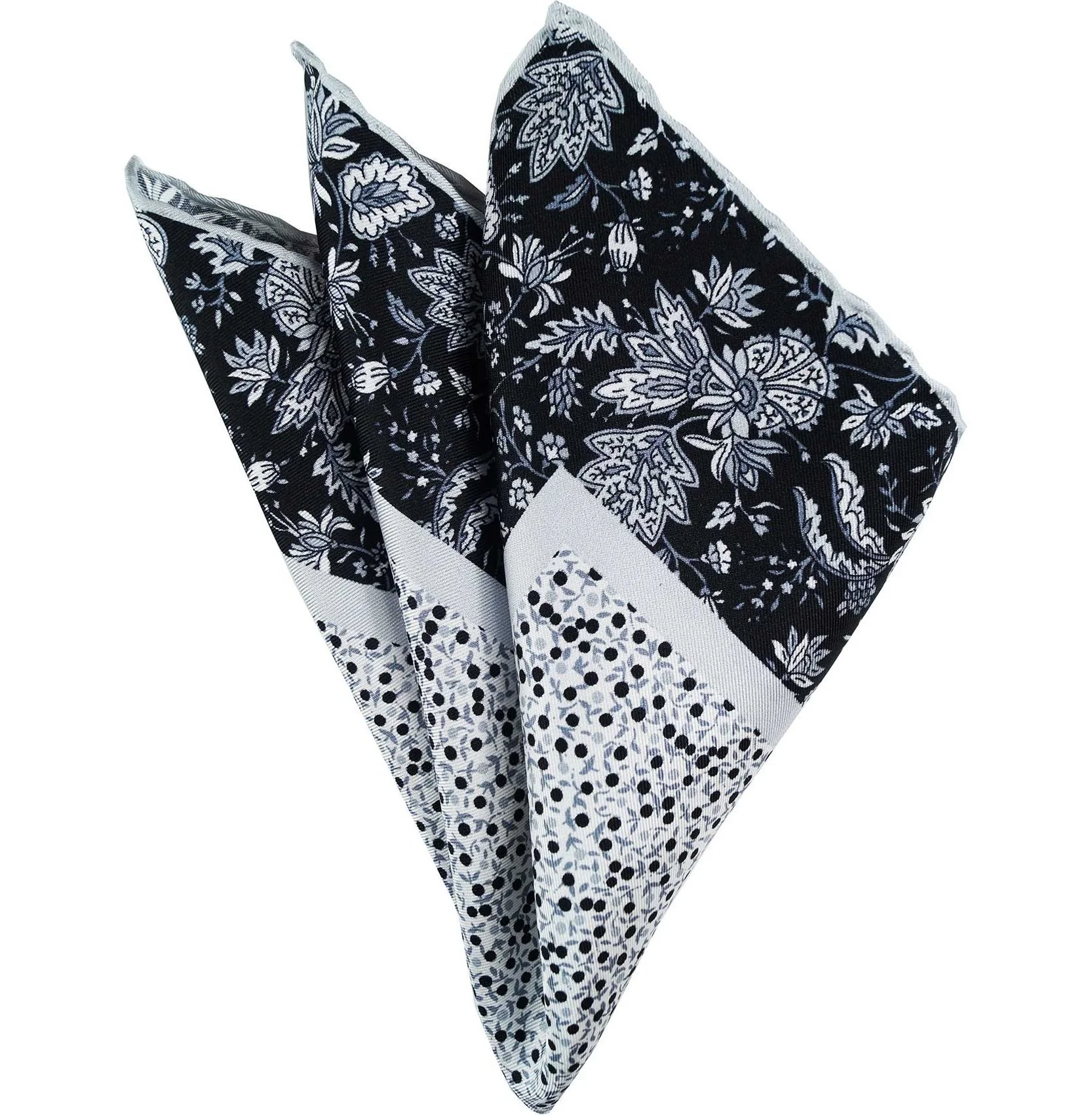 Patterned black and white pocket square - immagine 4
