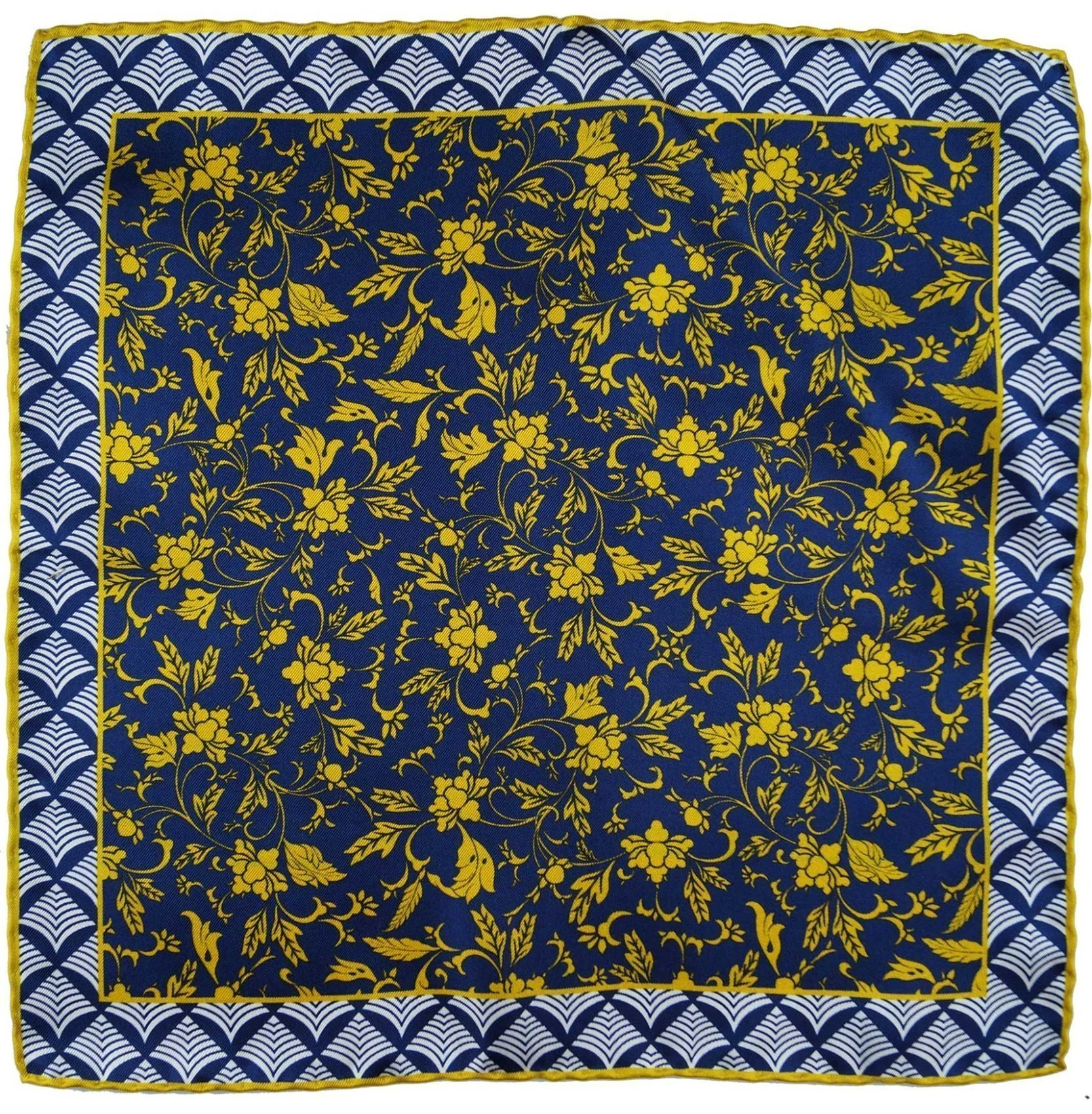 Patterned yellow and blue pocket square - immagine 3