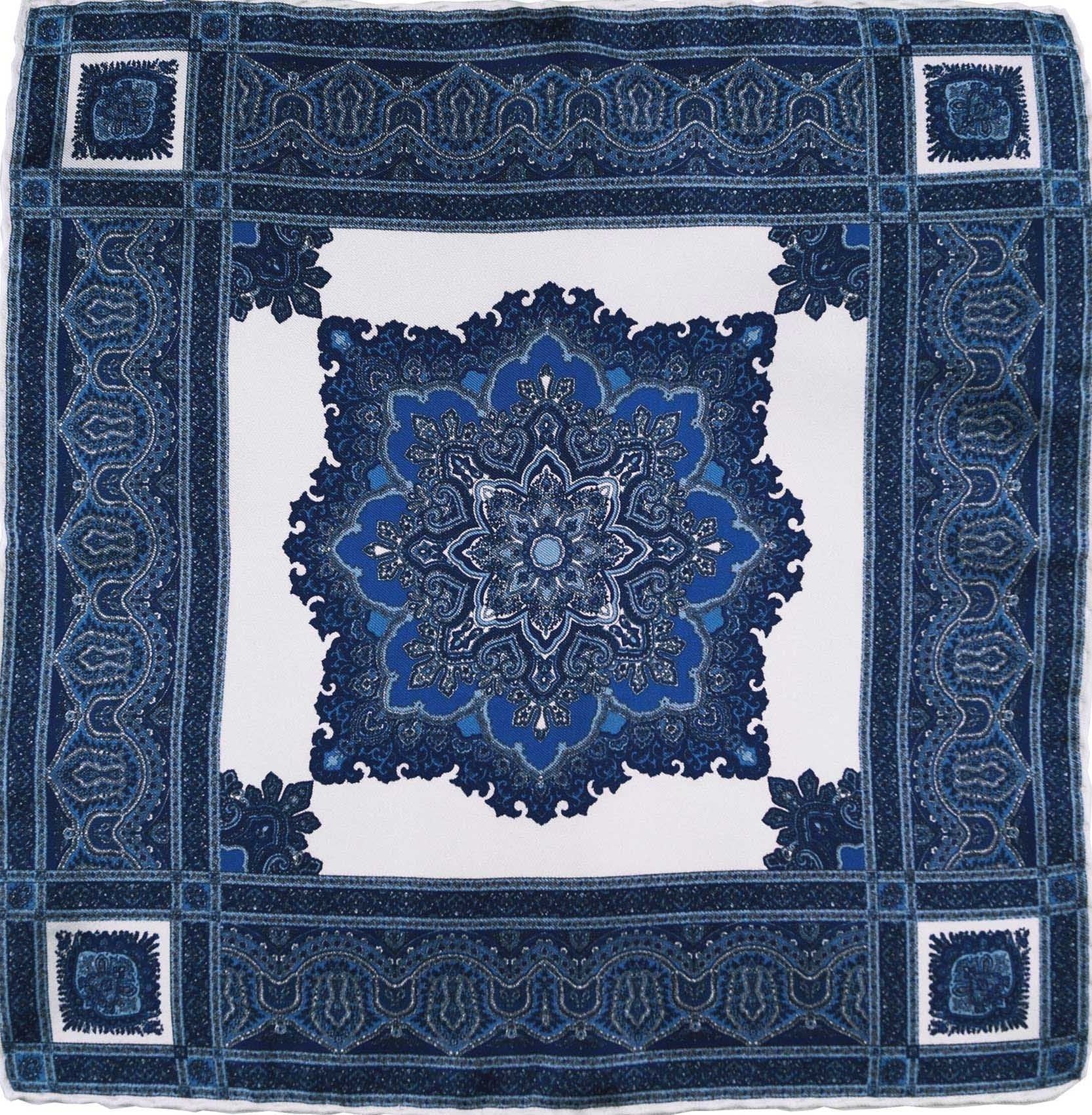 Patterned blue and white pocket square - immagine 4